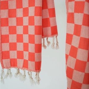 STATE Checkered Turkish Towels, Coral